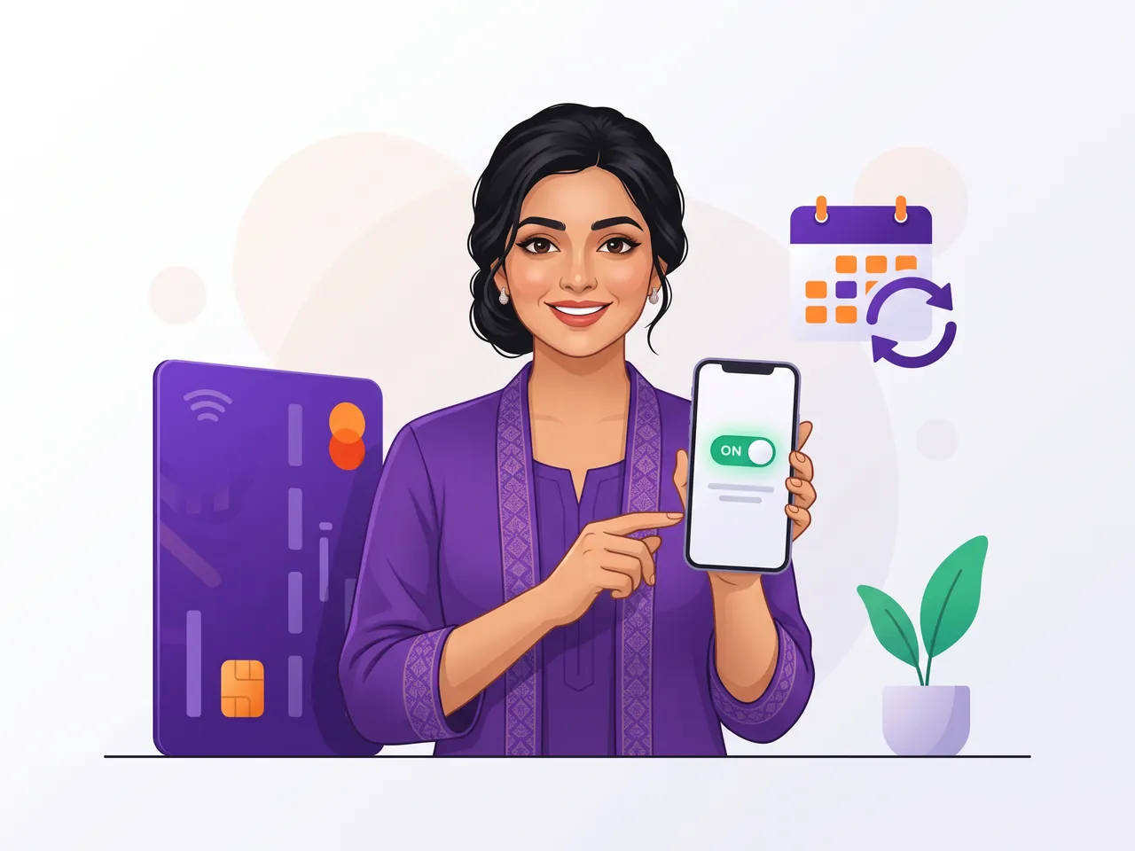 Salon owner showing autopay switched on in her phone